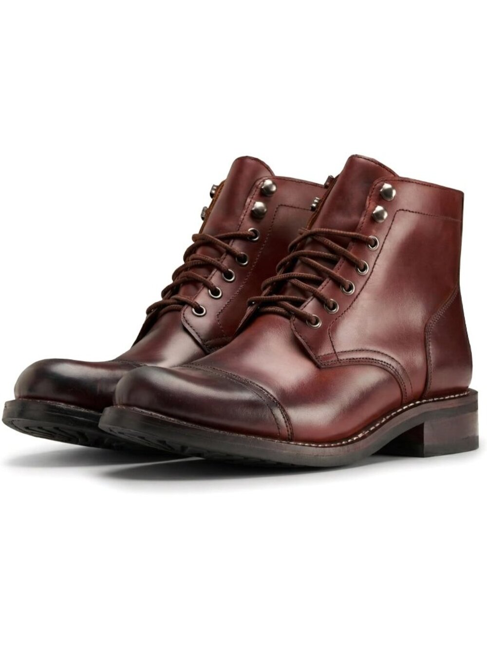 Men's Burgundy Casual Leather Dress Lace Up Ankle Boots Slip on Chukka Boots